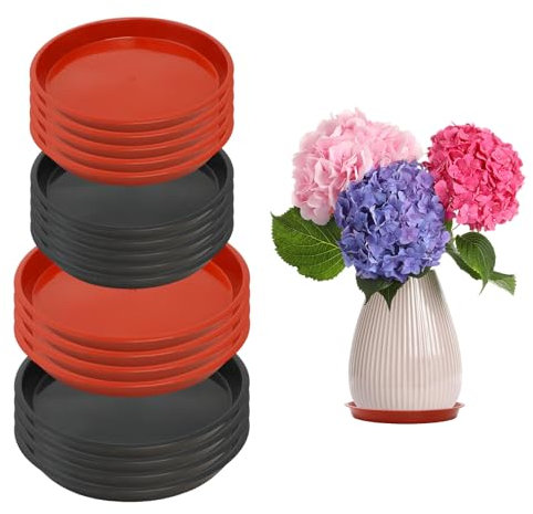 AYSYR Lot de 18 soucoupes pour pot de fleurs - Diamètre : 20 cm/22 cm - En plastique - Réutilisables - Avec bord plat - Pour plantes d'intérieur et d'extérieur