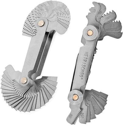 52 Blätter Gewindelehre Metrisch Zoll,Gewindeschablone Feingewinde Messwerkzeug,Edelstahl Gewindelehren,Gewindelehre Metrisch 60 Grad,Radiuslehre,Radienlehre,Fühlerlehre für Präzisionsmessungen