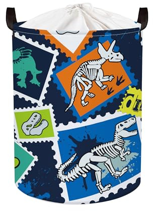 HUUMONSS Grande Cesta Porta Biancheria Dinosauri Carini Pieghevole Cestini Portaoggetti Giocattoli Vestiti per Bambino Cesta Indumenti Sporchi per Bagno,Timbri,63L