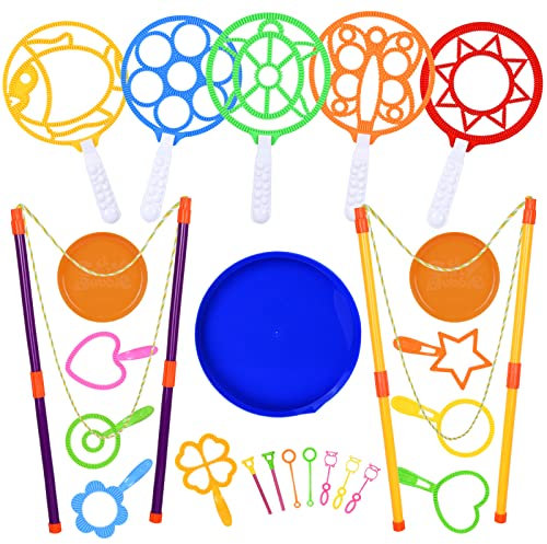 colmanda Seifenblasen Set für Kinder, 24 Stück Seifenblasen-Stab Riesenseifenblasen, Große Seifenblasenstäbe Spielzeug für Kindergeburtstag, Strand, Garten, Hochzeit