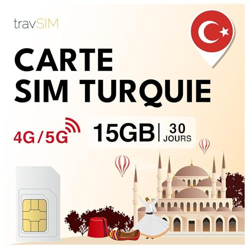 travSIM SIM-kort för Turkiet | 30 dagar – 15 GB SIM-data | 5G/4G höghastighetsdata | obegränsad internetåtkomst för Google, Facebook, Whatsapp, Instagram med mera