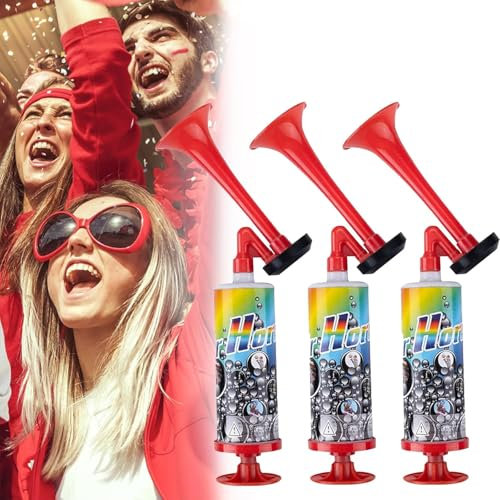 YceLon 3 Stück Air Horn, Lautes Signalhorn für Sportevents, 120 Dezibel Tröte mit Tragbarem Design, Hupe für Outdoor Aktivitäten und Notfälle