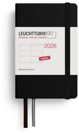 LEUCHTTURM1917 372730 Veckokalender Mini (A7) 2026, svart, engelsk
