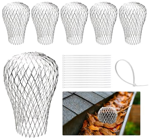 Rejilla Desague Terraza, 6 Piezas Canalones y Bajantes, Sumidero Terraza, Rejilla Desague Jardin, Canalones Pvc para Lluvia Tejado, Tapa Desague Terraza para Bajantes con un Diámetro de 3–15 cm