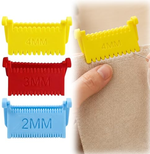 Higijapuf Lot de 3 règles de Couture, règle de couturière à Clip avec espacements de 2mm, 3mm, 4mm, Outil de Couture pour Points réguliers, gabarits Patchwork, idéal pour Couture à la Main et