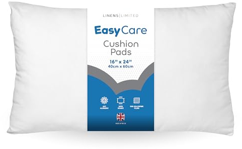 Linens Limited - Cushion Insert 40cm x 60cm, Made in the UK, Soft and Plump, Non-Allergenic Sofa Cushion Pad, Easy to Clean, Large Cushion Inner, Perfectly Fits Covers (White)
