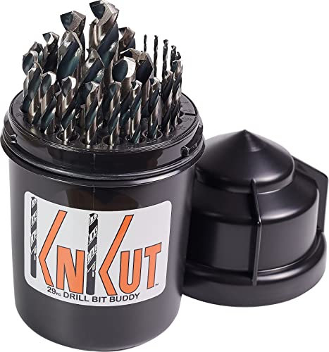 KnKut 29 Piece Drill Buddy Jobber Length Drill Bit Set 1/16-1/2 by 64ths