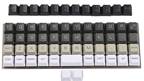 YMDK Planck Niu40 Preonic Keyset White Gray Black Gradient Laser-Etched OEM Keycap 1.5mm Thickness PBT (Top Printed)(Only Keycap)