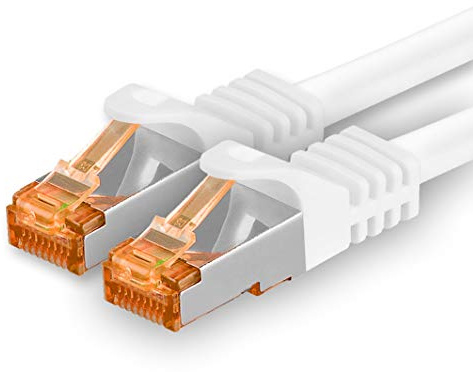 2m - Cat.7 nätverkskabel vit - 1 bit Gigabit Ethernet LAN-kabel 10000 Mbit s patchkabel Cat7-kabel S FTP PIMF-skärmning LSZH Cat.7 raw-kabel Rj45-kontakt Cat 6a - 1 x 2 meter