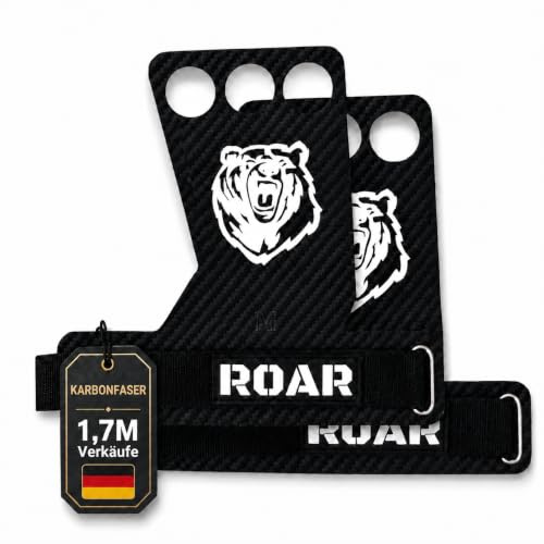 Roar® Karbongrepp, Gymnastik, För Män och Kvinnor, Hypoallergeniska Handtag för Tyngdlyftning, Jättehäv, Räckhäv (S)