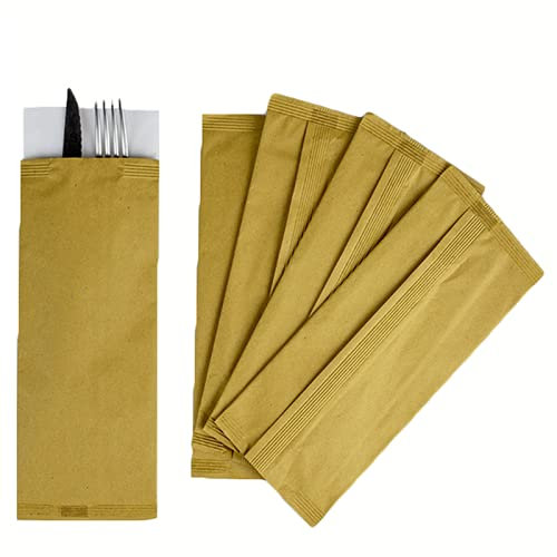 VIRSUS 1000 Buste portaposate Colore Avana Carta Paglia Dimensioni 10 x 25 cm con tovagliolo Doppio Velo