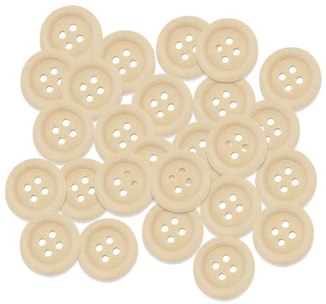 Mandala Crafts 1 Inch Unfinished Large Wooden Buttons for Sewing, 40 PCs