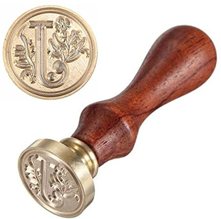Anawakia sigillstämpel, vintagestil vax, sigillstämpel, sigill set AZ, dekorativt sigill, sigill med trähandtag, brev 26 bokstäver, gör-det-själv trä vax sigill, stämpel 1 styck (J)