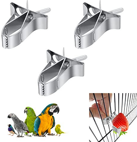 Papageien Feeder Clip,Vögel Futterhalter Feeder Gerät,Langlebig Vögel Futterhalter Zubehör,Gerät Vogelkäfig Fruchtclip,für Wellensittiche Sittiche Nymphensittiche,3 Stück