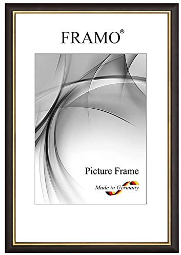 FRAMO Cornice foto 40 x 60 cm in legno massello | nero Dorato | Colore/dimensione selezionabile | cornici per manifesti | Puzzle | Poster | N°065
