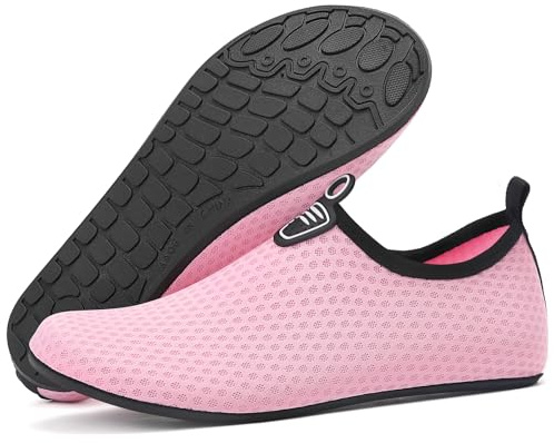 RUOMU Femmes Hommes Chaussure Aquatique Chaussures d'eau pour Surf Plongée Yoga Nager Séchage Rapide Antidérapant Respirant Chaussures pour Sport Aquatique.(Rose,38 EU)