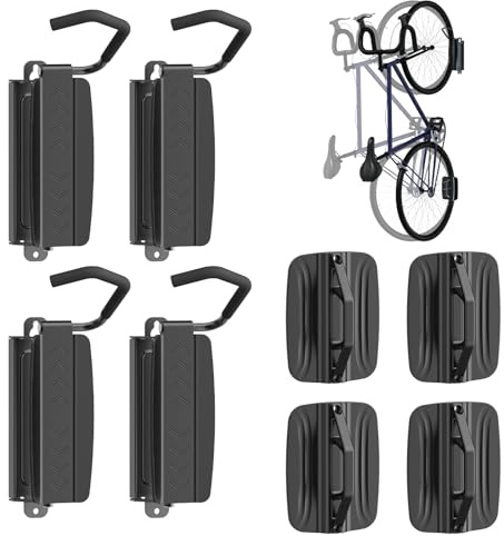 PUTORSEN Soporte de Pared para Bicicleta Giratorio - Vertical Soporte Bicicletas Pared para Garajes e Interiores,Ahorro de Espacio y Fácil de Colgar Soporte Bici Pared,Capacidad de Carga 35kg（4 uds.）
