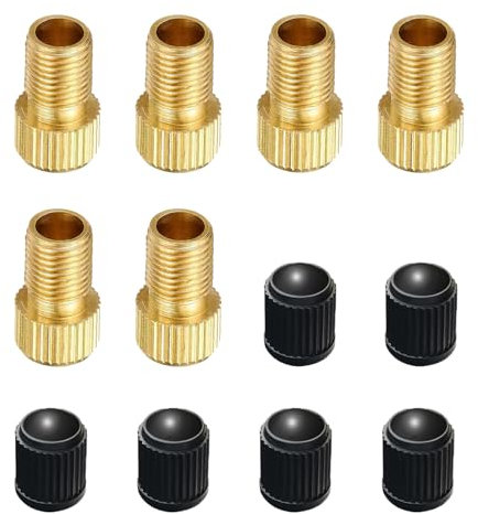 YOUZMY 6er Set Fahrradventil Adapter, Fahrrad Ventil-Adapter DV SV auf AV, Ventiladapter Fahrrad, Dunlopventil auf Autoventil Adapte für Fahrräder, Adapter Fahrradventil auf Autoventil