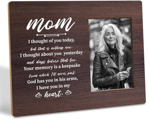 corner wind Mom Memorial Photo Frame Decor, Mom's Remembrance Gift, Wood Picture Frame for Tabletop Display, Sympathy Gifts for Loss of Mom, Bereavement Gift