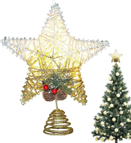 Zasdvn, stjärnspets, lysande julgransspets, upplyst julgranstopp, juldekorationer juldekoration inomhus