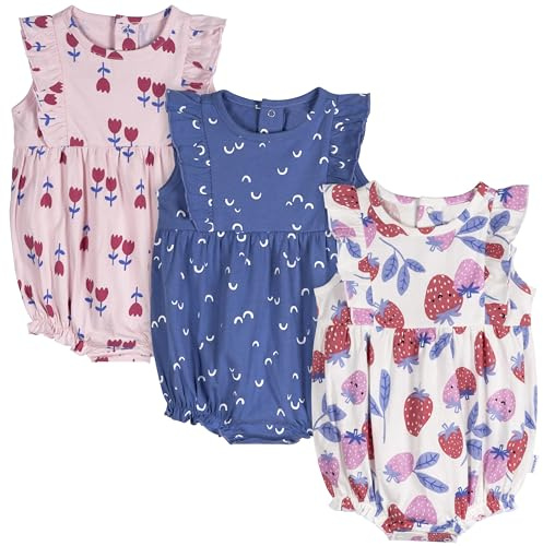 Onesies Brand Baby Girls' 3-Pack Romper, Strawberries, 6-9M