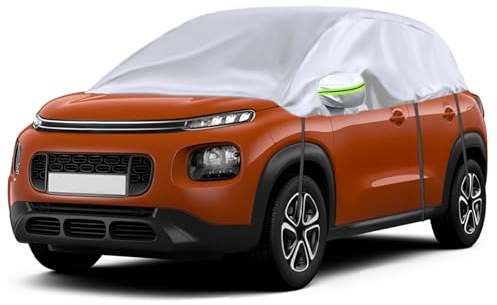 Opaltool Telo Copriauto Mezza Copertura Adatta per 2002-2024 Citroen C3, Silber Mezza Copertura Auto con Ganci Regolabili e Tappi per le Orecchie con Striscia Riflettente