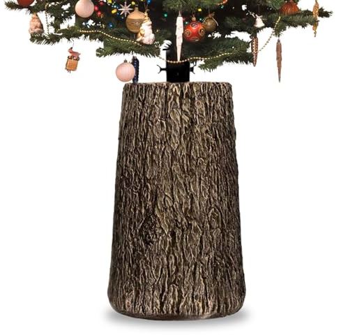 Wintem - Base Albero di Natale XXL a Forma di Tronco Effetto Legno Realistico, Ø Aggancio 3,7xH7 cm, Supporto Robusto e Decorativo per Alberi Artificiali da 120 a 180 cm Stabili e Sicuri