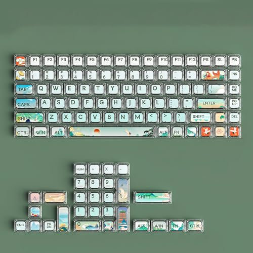 Tasti a Tema Astronauta, Tasti a Doppio Strato con Cappuccio di Copertura Trasparente Tasti Personalizzati con Profilo XDA per Tastiera da Gioco Meccanica al 60% 75% 96% e100%,Crane 116 keycaps
