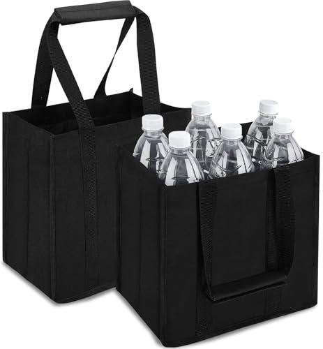 WDAFLG 2 Pezzi Portabottiglie Acqua, Borsa Portabottiglie di vino con 6+9 Scomparti, Portabottiglie Pieghevoli e Riutilizzabili per Bevande, Birra, Vino (27x18x27cm, 27x27x27cm)