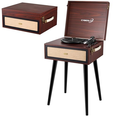 Tocadiscos con soporte, tocadiscos retro con altavoz de gama completa, Bluetooth, radio FM, USB, línea de salida, entrada AUX IN, ranura micro SD, mesa giratoria, vinilo, nostálgico, tocadiscos con