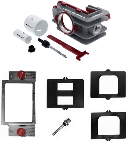 Milescraft 7301 - Kit porta per l'installazione di serrature, manopole e cerniere, con seghe a tazza bimetalliche autobloccanti, mortasare comuni cerniere su porte standard, utensili da taglio inclusi
