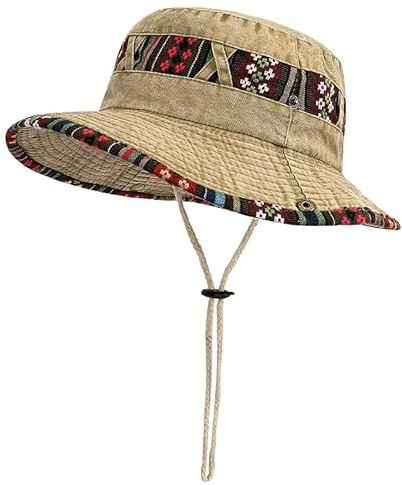 AYPOW Sombrero de Pescador Unisex, Sombrero de Sol Vintage de algodón Vaquero Lavado Bucket Hat, Plegable Gorro Pescador, Transpirable Sombrero de Verano Mujer Hombre Exteriores Sombrero de Visera