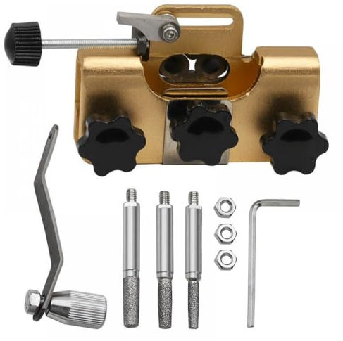 IVLAZLRG Herramienta de Afilado de Cadena de motosierras con Piedras de Molinillo compatibles con Varias Sierras y motosierras eléctricas(Gold)