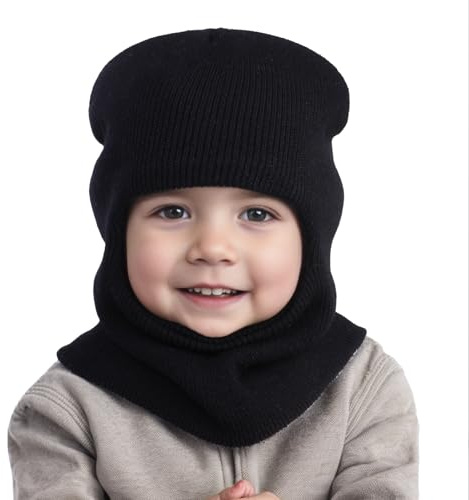 iNszkoos Enfants Hiver Tricot Cagoule Bonnet 1-6 Ans Enfant Oreillette Capuche Bonnet Visage Cou Chapeaux Plus Chaud Écharpe Temps Froid Couverture Complète Garçons Filles Casquette De Ski Thermique