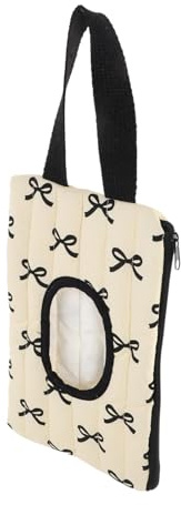 ULTECHNOVO Organisateur de Mouchoirs Humides Portable avec Nœud Ruban Charmant, Boîte en Tissu Pratique pour Poussette, Maintien de L'humidité et Utilisation les Mains en Promenade