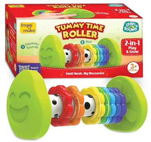 Imagimake Leaps & Bounds - Tummy Time Roller, Baby Toy Ages 3 Months+ | Early Learning Sensory Toy, Encourage Crawling, Motor Skills & Sensory Play, Gift for Babies Ages 3,4,5,6,7,8,9 Months
