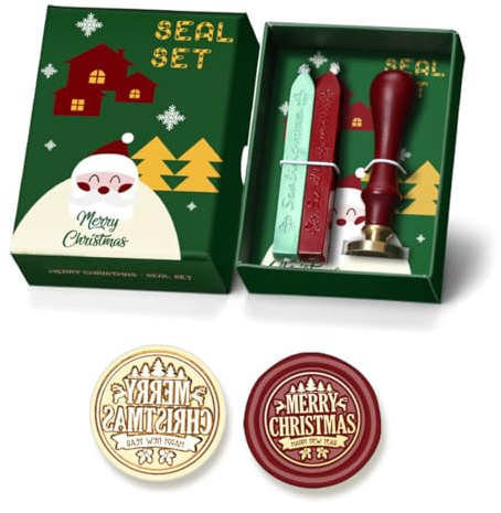 GXGM Cachet de Cire Noël 25mm Timbre de Sceau Vintage Tampon de Cire avec Poignée pour Décorez Enveloppes, Faire-part de Noël, Cartes de Voeux et Remerciement（A）