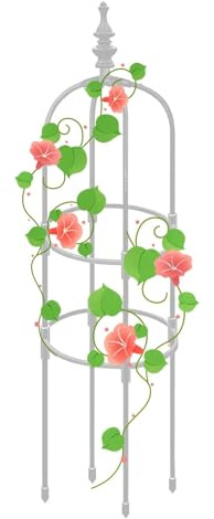 Obelisco metálico para plantas trepadoras, enrejado de jardín para rosas, pepinos, tomates, soporte para plantas al aire libre, color blanco