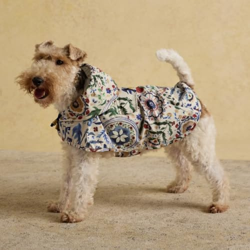 Rosewood x Joules Festival Floral Packaway Dog Jacket, Small – Lightweight Water-Resistant Coat with Hood, Adjustable Velcro Fastenings, Portable for Travel & Walks
