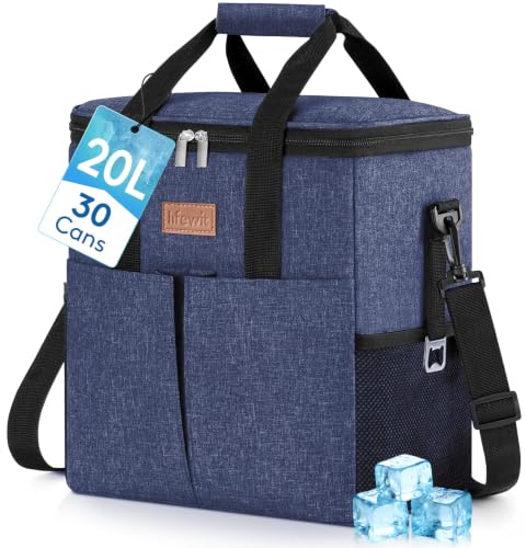 Lifewit Isolerad Kylväska Lunchväska 20L, Rymlig Läckagesäker Lunch Bag med Flera Fack, Återanvändbar Kylväska för Arbete, Strand, Picknick, Mörkblå