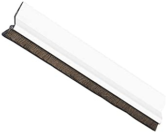 Amig - Dörrdragstopp för entré- eller passagedörrar - Ytmonterad självhäftande dragstopp - Hårborste - Plastfolie mellan borsten - 82 cm - Vit - Aluminium