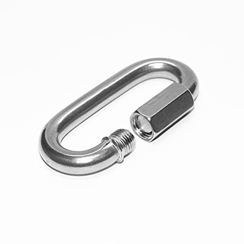 Kettenglied Karabiner Karabinerhaken Verbindungsglied - 10x100mm x 1 Stück Schraubverbinder mit Gewinde Kettenglieder Befestigung Kette Boxsack Schraubbar Rundkarabiner Edelstahl V4A von PRIOstahl