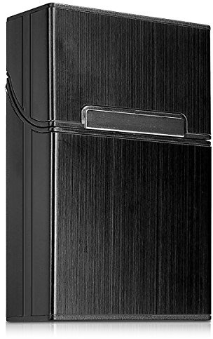 kwmobile Carcasa para cigarrillos - Estuche protector de plástico y aluminio con cierre magnético para cigarros - En negro