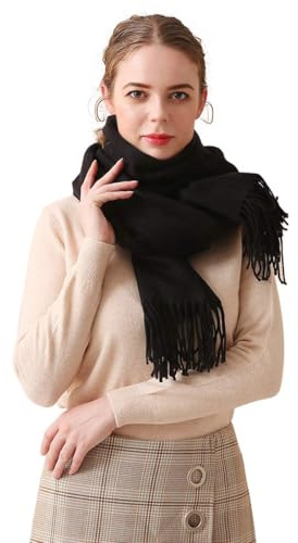LumiSyne Invierno Premium Bufanda De Lana De Color Liso Para Mujer Pashmina Chales Con Borla Fulares Suave Estola Grande y Engrosada