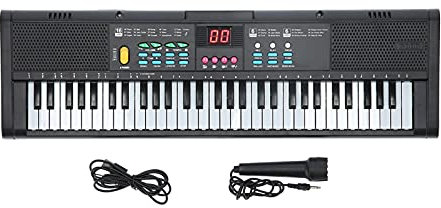 MQ6186 Clavier Piano Portable 61 Touches Électronique Numérique Musique Piano Multifonctionnel avec Microphone avec Touches Pleine Taille pour Débutants