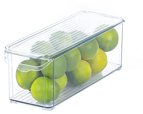 LIVIVO Set of 2 Refrigerator Storage Organiser Multipurpose Clear Containers Stackable Perfect For Fridge Kitchen Countertop Cupboard Bathroom Makeup Cosmetics Under Sink Home