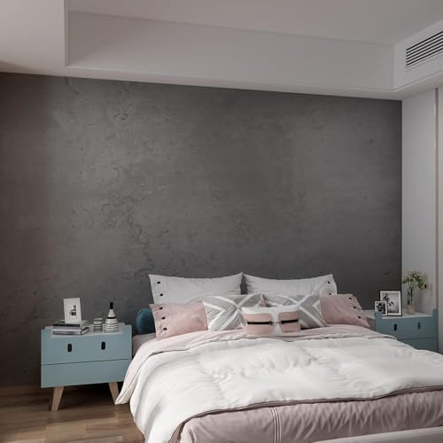 JSEVEM 60CM×9M Grigio Scuro Effetto Calcestruzzo Carta Da Parati Staccabile Incollata Finta Industria Autoadesiva Vinile Wrap Cemento Contatto Carta Cucina Piano Di Lavoro Parete Carta Adesivo Posteri