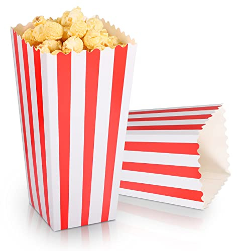 20 Pezzi Sacchetti Pop Corn, Scatole Pop Corn Contenitori Pop Corn Stile Vintage Scatole per Caramelle per Feste Compleanno Carnevale Cinema Matrimoni (Rosso e Bianco)