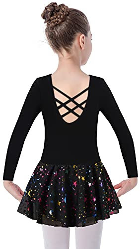 Mulnall Ballettanzug Mädchen Ballett Trikot mit Ballettkleid Kinder TüTü Kurzarm Langarm Baumwolle Balletttrikot Ballettanzug （EU40421-06-M）
