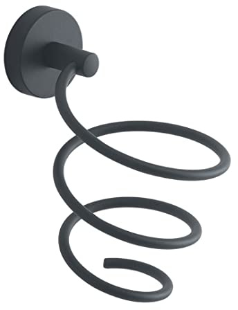 Kiamami Valentina - Spirale Porta phon Acciaio Inox Nero Opaco Violetta Fissaggio a Muro